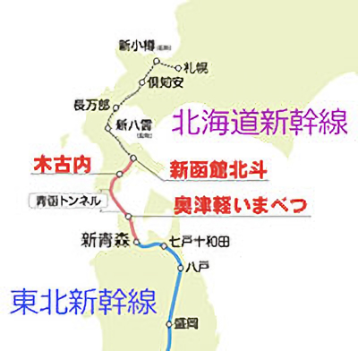 北海道新幹線の整備路線図